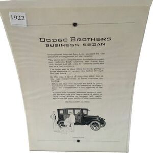 Vintage 1922 Dodge Brothers Business Sedan Ad Advertisement